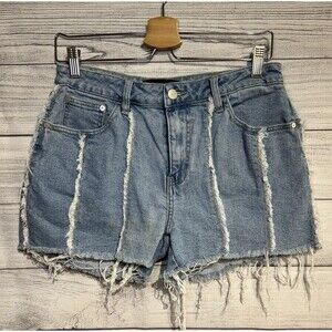 Fashion Nova Jean Shorts Size 9 Cut Off Festival denim stretchy high rise